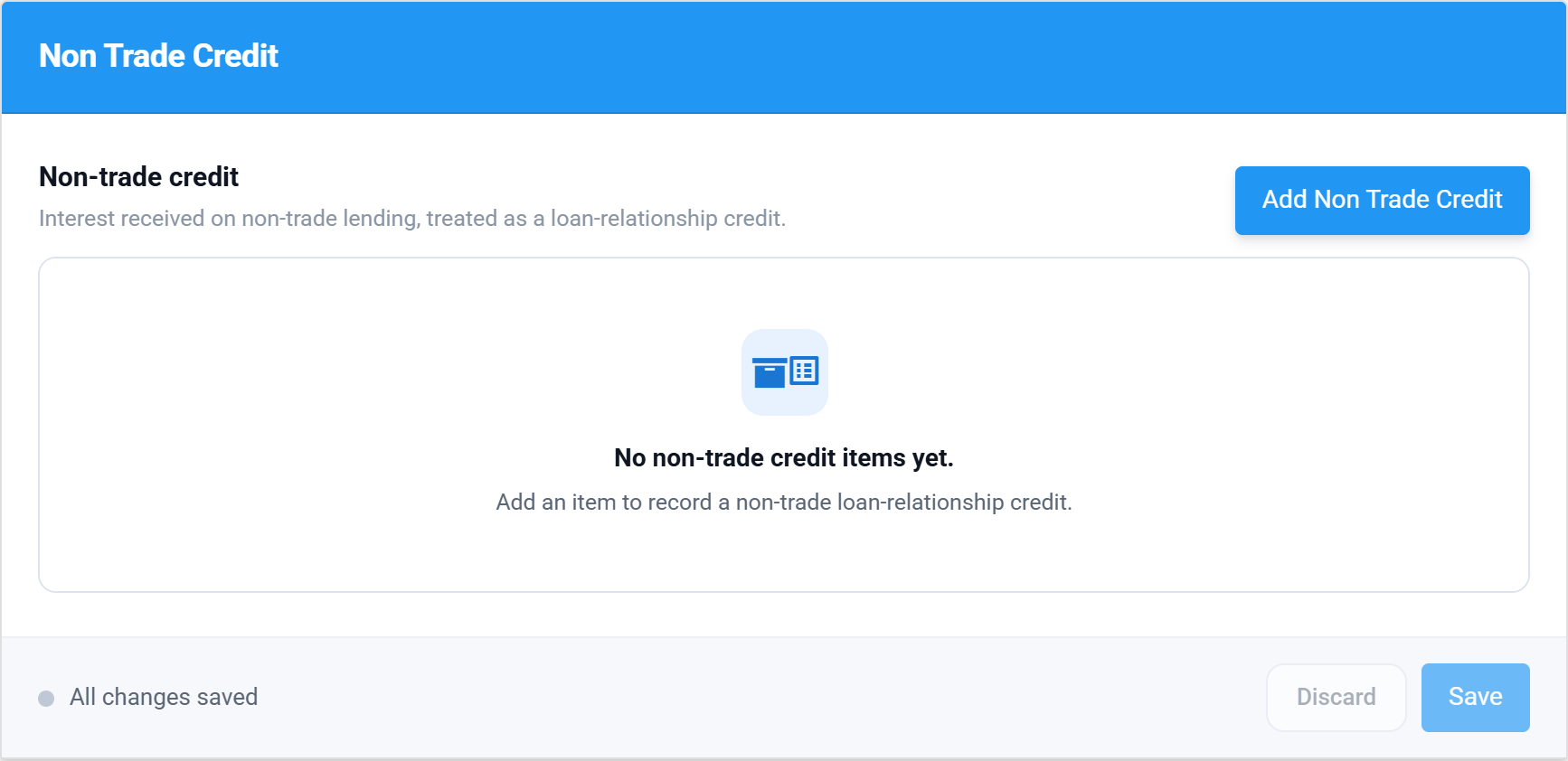 The Non Trade Credit section