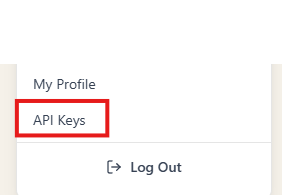 The Sodium user menu open with the API Keys option highlighted